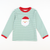 Appliquéd Santa Face Long Sleeve Shirt - Christmas Green Stripe Knit