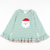 Appliquéd Santa Face Ruffle Top - Christmas Green Stripe Knit