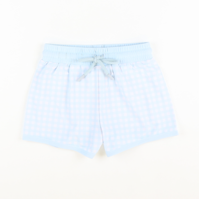 Seaside Blue Check Swim Trunks