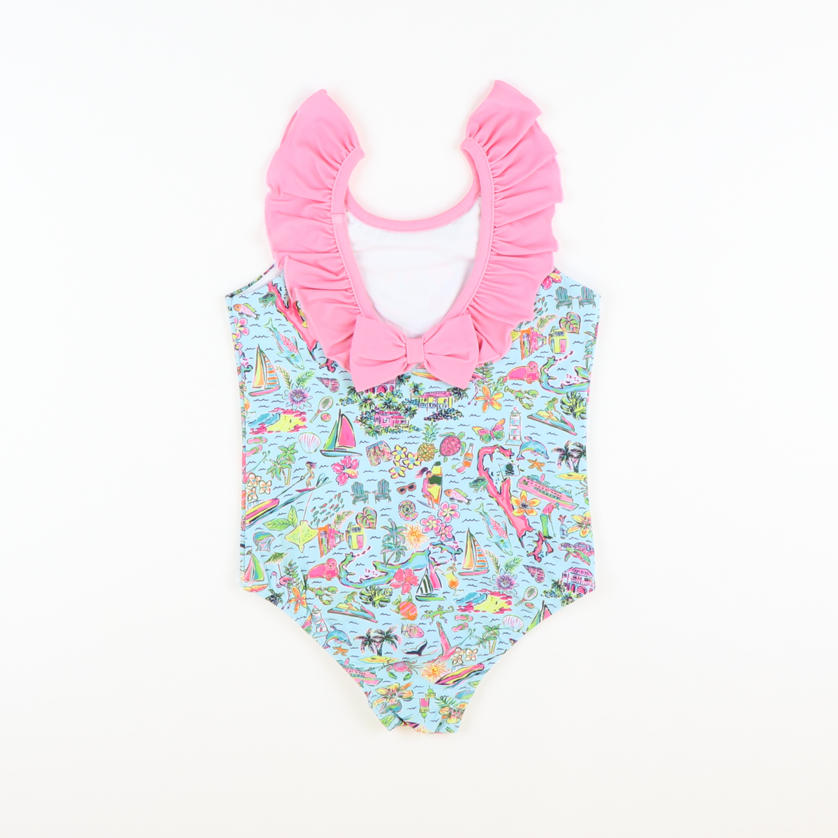 Resort Print Ruffle One-Piece Swimsuit