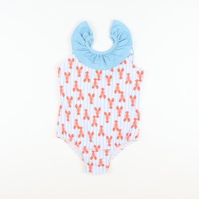 Lobster Print Ruffle One-Piece Swimsuit