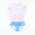 Blue Bows & Pink Check Two-Piece Long Sleeve Rash Guard