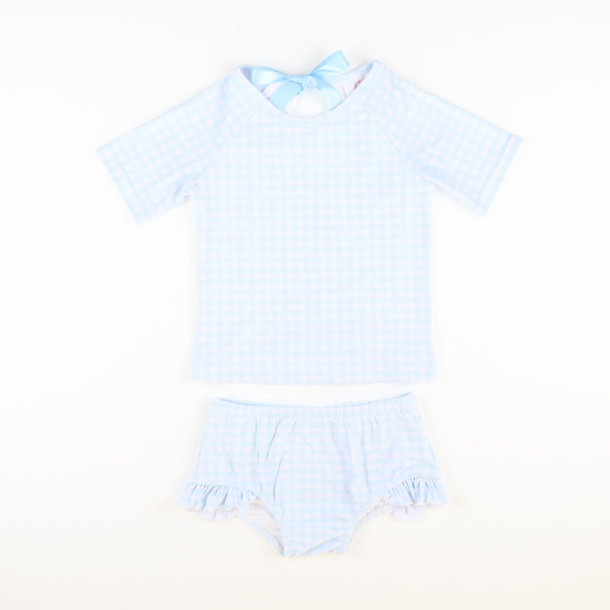 Seaside Blue Check Two-Piece Rash Guard