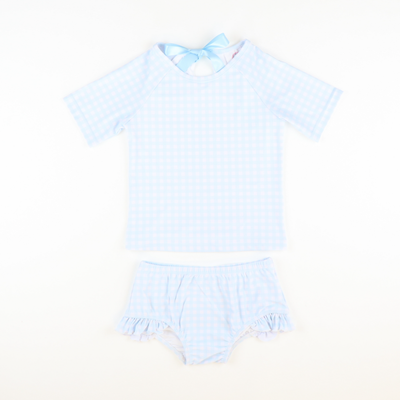 Seaside Blue Check Two-Piece Rash Guard