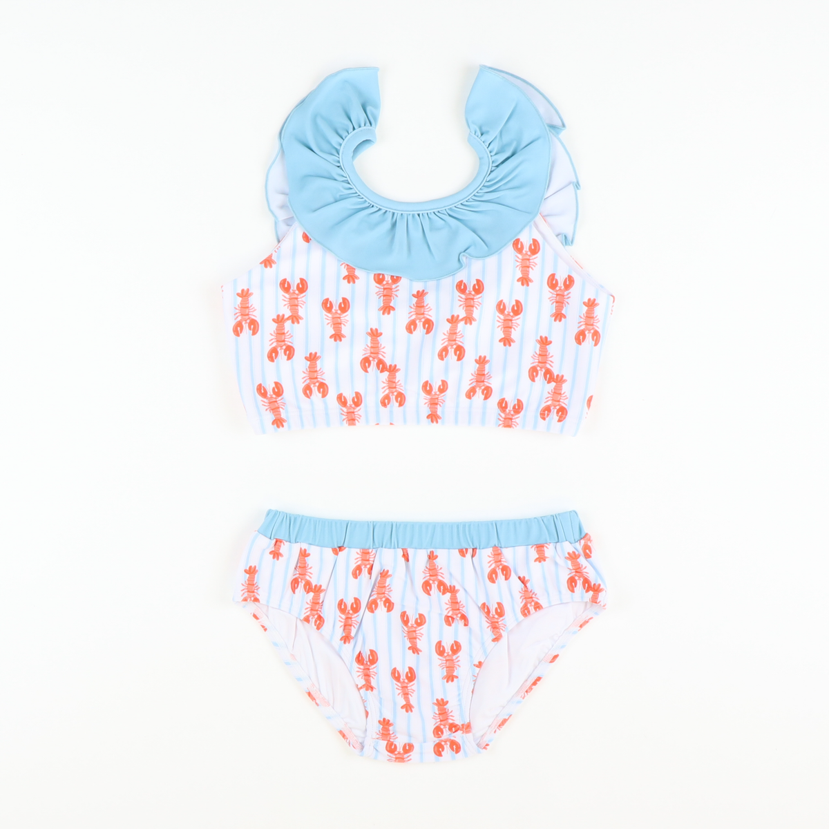 Lobster Print Ruffle Two-Piece Swimsuit