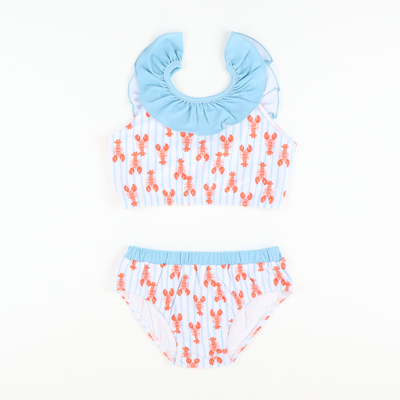 Lobster Print Ruffle Two-Piece Swimsuit