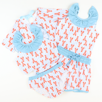 Lobster Print Ruffle Two-Piece Swimsuit