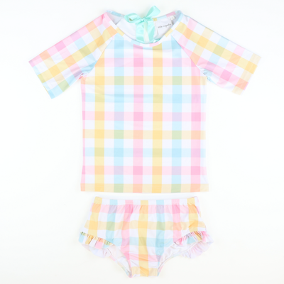 Hamptons Plaid Two-Piece Rash Guard