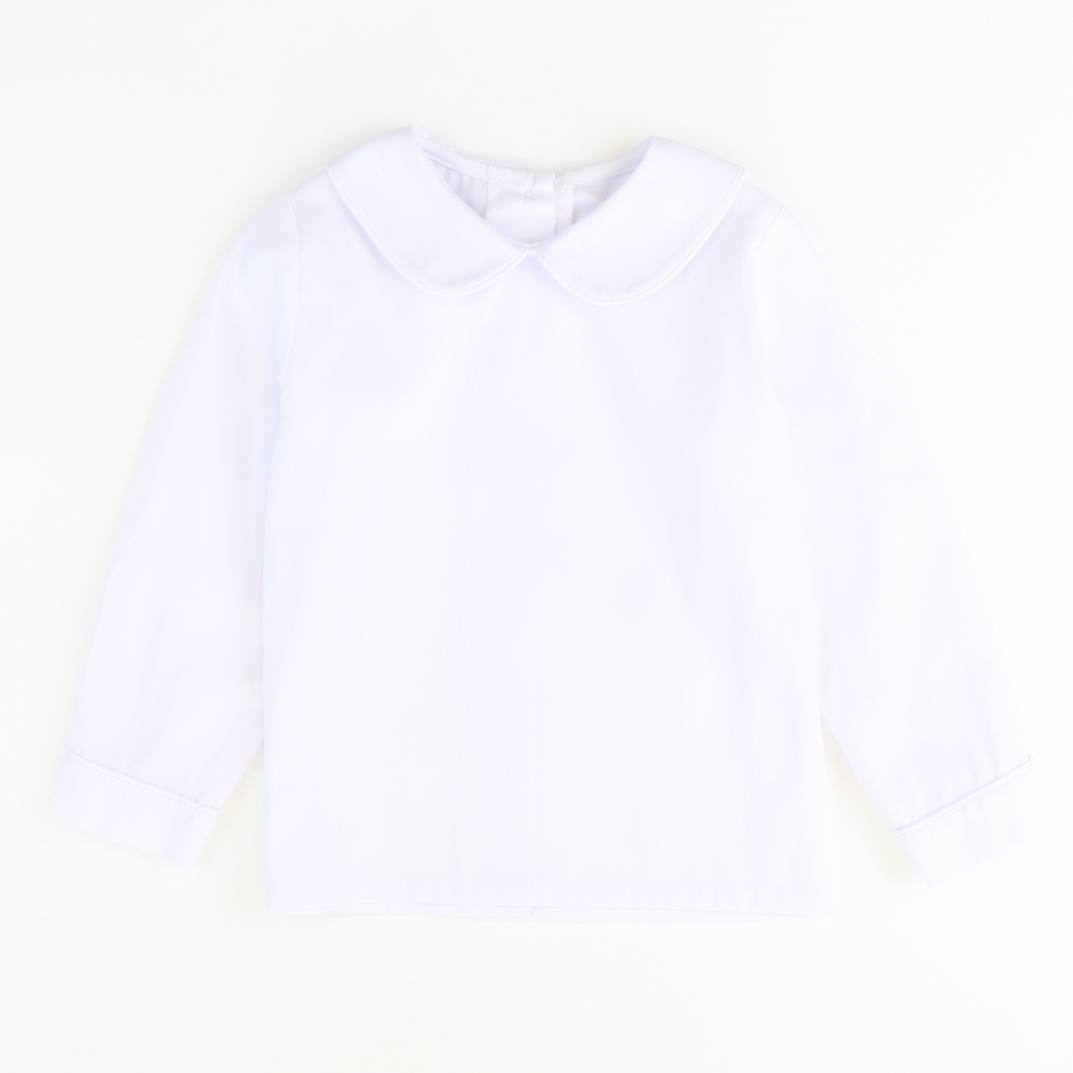 Boys Signature L/S Rounded Collar Shirt - White Pique