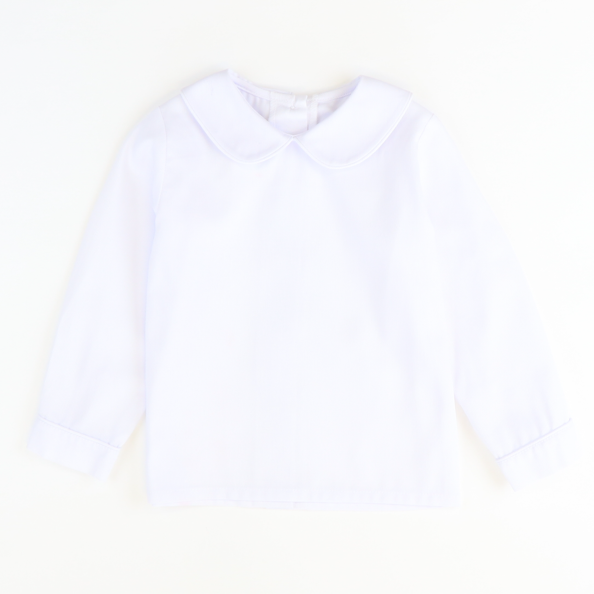 Boys Signature L/S Rounded Collar Shirt - White Pique