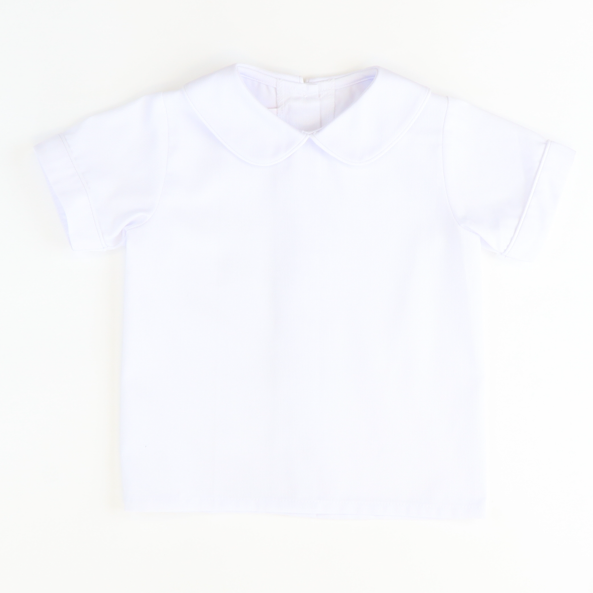 Boys Signature S/S Rounded Collar Shirt - White Pique